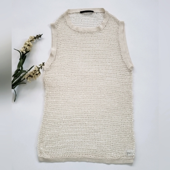 ELIE TAHARI Collection Sleeveless Beaded Silk Top - Picture 1 of 11